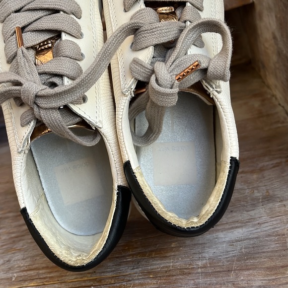 🤍 Dolce Vita Nino Sneakers white/black/rose gold copper size 6 leather - Picture 7 of 9